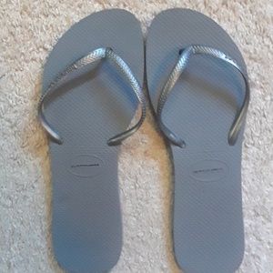 Silver flip flops